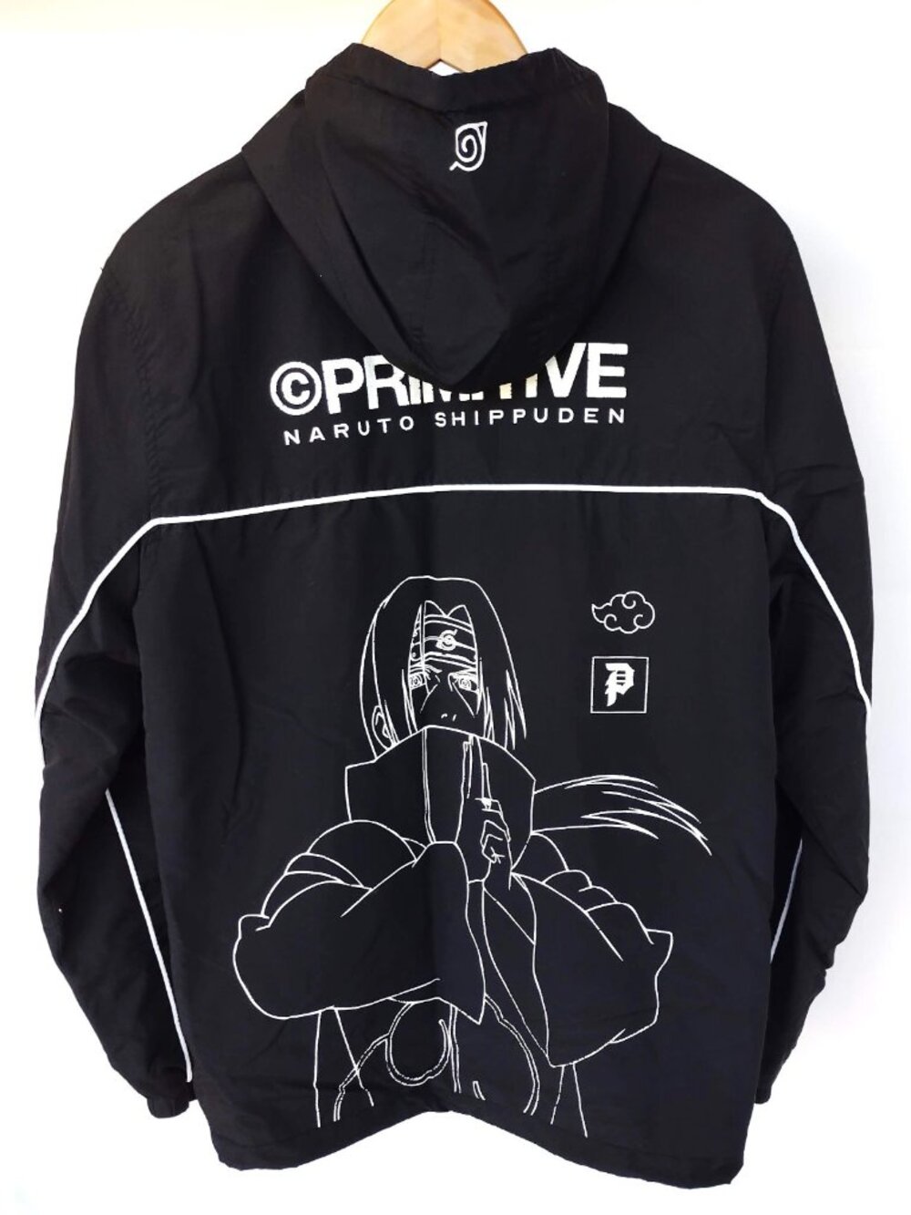 Primitive x Naruto Shippuden Hooded Nylon Jacket Black Full Graphic Y2K Size Med